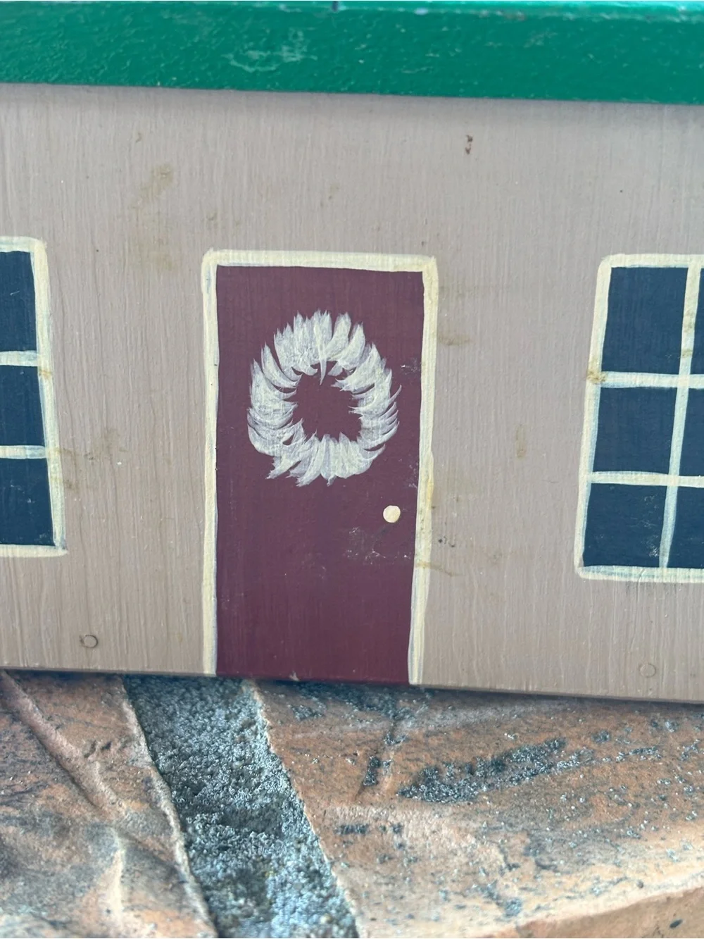 Vintage recipe box. House shaped. Folkart whimsical.